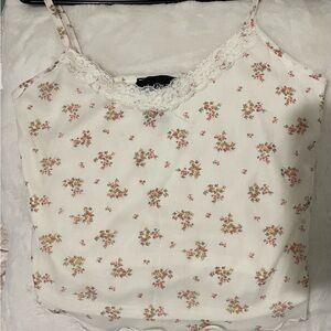 Floral Lace Trim Cami Top  top hermoso